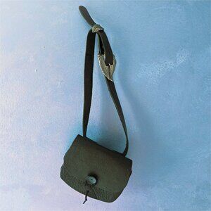 Handmade black leather belt bag with fancy silver buckle! New!